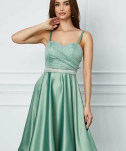 Rochie MBG verde cu aplicatie in talie