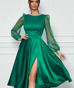 Rochie MBG verde cu glitter la bust
