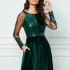 Rochie MBG verde din catifea cu paiete la bust