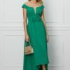 Rochie MBG verde lunga cu funda in talie