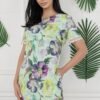 Rochie MBG verde mint cu flori mov si dantela
