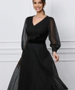 Rochie Miruna neagra cu insertii din catifea