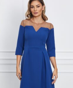 Rochie Moze albastra cu tull si buline la bust