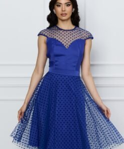 Rochie Moze albastra din tull cu buline