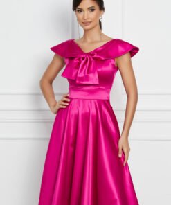 Rochie Moze fucsia cu funda la bust