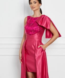 Rochie Moze fucsia cu paiete si funda