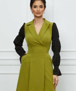 Rochie Moze lime cu maneci negre