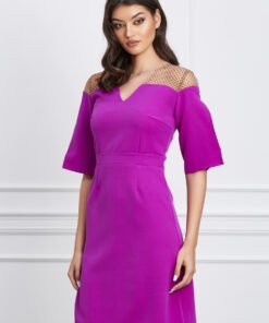 Rochie Moze mov cu tull si buline la bust