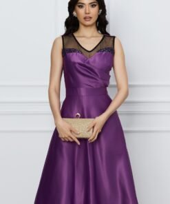 Rochie Moze mov cu tull si paiete la bust