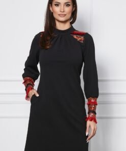 Rochie Moze neagra cu franjuri si paiete