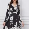 Rochie Moze neagra cu imprimeuri albe