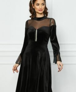 Rochie Moze neagra cu tull la bust