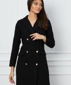 Rochie Moze neagra tip sacou din tweed