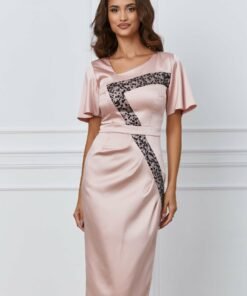 Rochie Moze roz pal cu paiete negre