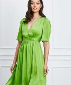 Rochie Moze verde crud din voal creponat