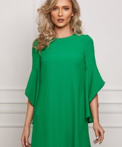 Rochie Moze verde cu maneci clopot