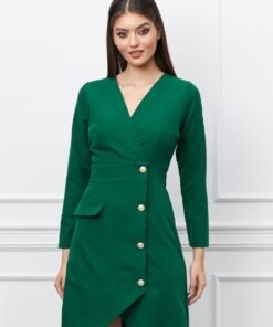 Rochie Moze verde cu nasturi