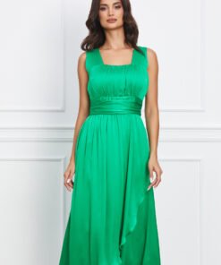 Rochie Moze verde din voal cu fusta petrecuta