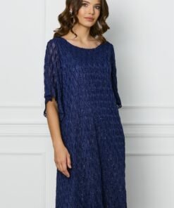 Rochie Sandi bleumarin cu model in relief si fir lurex