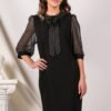Rochie Vanessa neagra cu buline pe maneci si guler