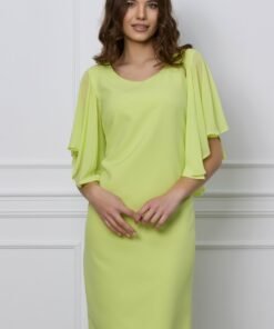 Rochie Vera lime cu maneci fluture