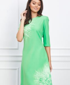 Rochie Viviana verde cu imprimeuri
