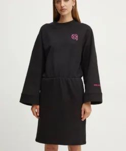 Rochie din bumbac culoarea negru Karl Lagerfeld mini oversize 245W1352