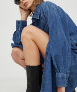 Rochie jeans culoarea negru G-Star Raw mini mulata
