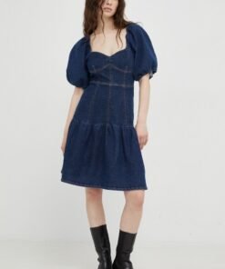 Rochie din lana culoarea gri Gestuz mini drepta 10909447