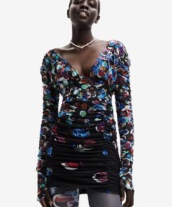 Rochie culoarea negru Desigual mini mulata