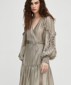 Rochie din amestec de in culoarea alb Bruuns Bazaar mini evazata