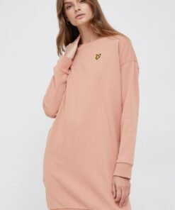 Rochie din bumbac culoarea negru Lyle & Scott mini drepta