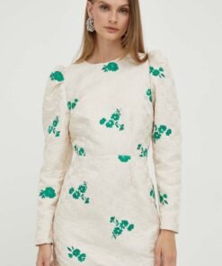 Rochie culoarea bej Custommade mini evazata
