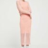 Rochie culoarea portocaliu HUGO maxi drepta