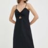 Rochie din bumbac culoarea negru Levi's maxi evazata A8649