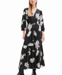 Rochie culoarea negru Desigual midi evazata