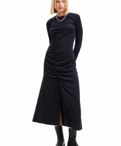 Rochie din bumbac culoarea violet Deha midi evazata