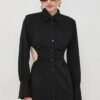 Rochie culoarea negru La Mania midi mulata