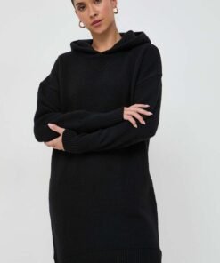 Rochie din lana culoarea negru BOSS mini mulata