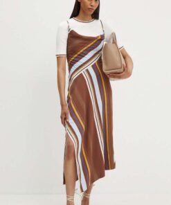 Rochie din in Carson culoarea alb A.L.C. maxi drepta 6DRES02429