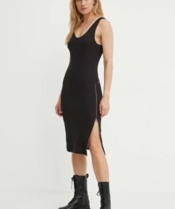 Rochie din bumbac culoarea negru G-Star Raw mini mulata