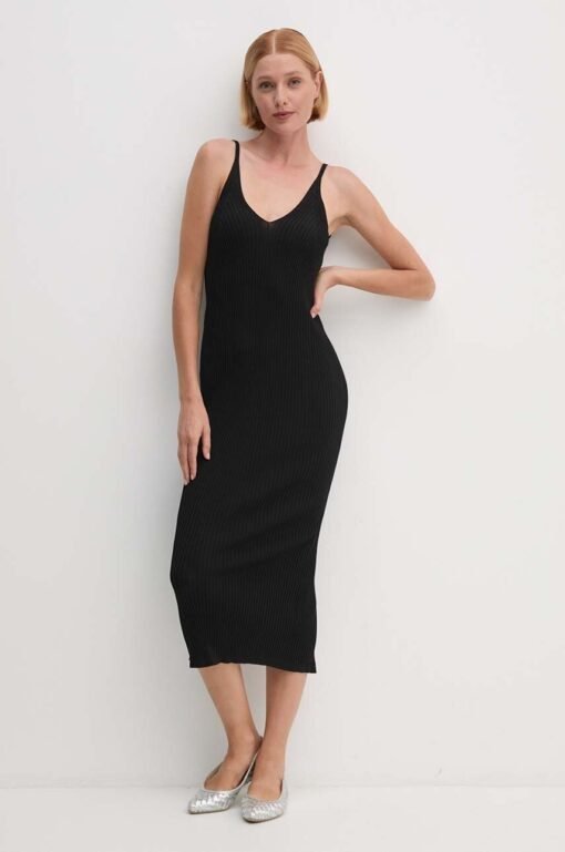 Rochie culoarea negru Dkny midi mulata