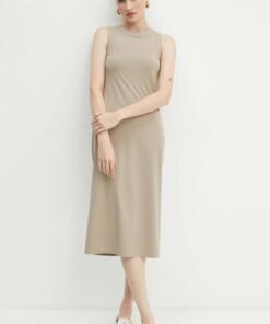 Rochie culoarea bej Max Mara Leisure midi evaza?i 2416220000000