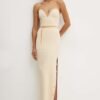 Rochie culoarea bej Elisabetta Franchi maxi evazata