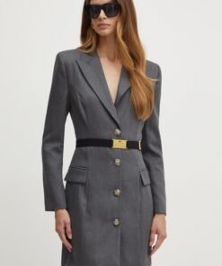 Rochie din lana culoarea gri Elisabetta Franchi maxi mulata AB11B46E2