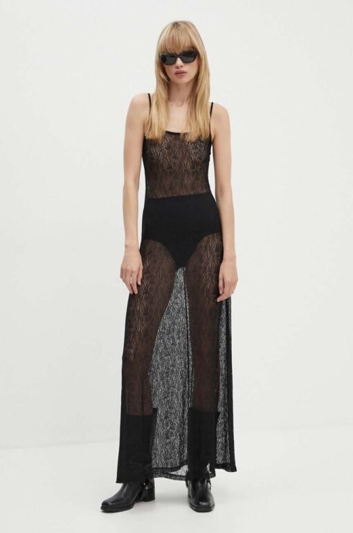 Rochie culoarea negru Gestuz maxi drepta