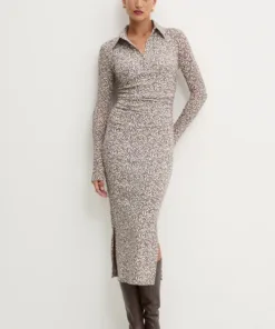 Rochie culoarea bej Marella midi mulata 2423326051200