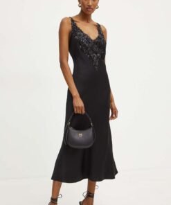Rochie GENEROSO culoarea albastru marin Luisa Spagnoli mini drepta 541503