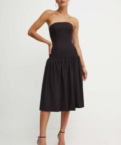 Rochie culoarea negru La Mania maxi mulata LOU