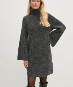 Rochie din in culoarea bej Gestuz mini evazata 10909293